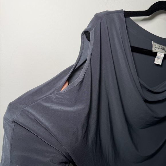 Joseph Ribkoff women’s Charcoal Grey Draped Cold Shoulder party chic Top Size 10 - Picture 4 of 8